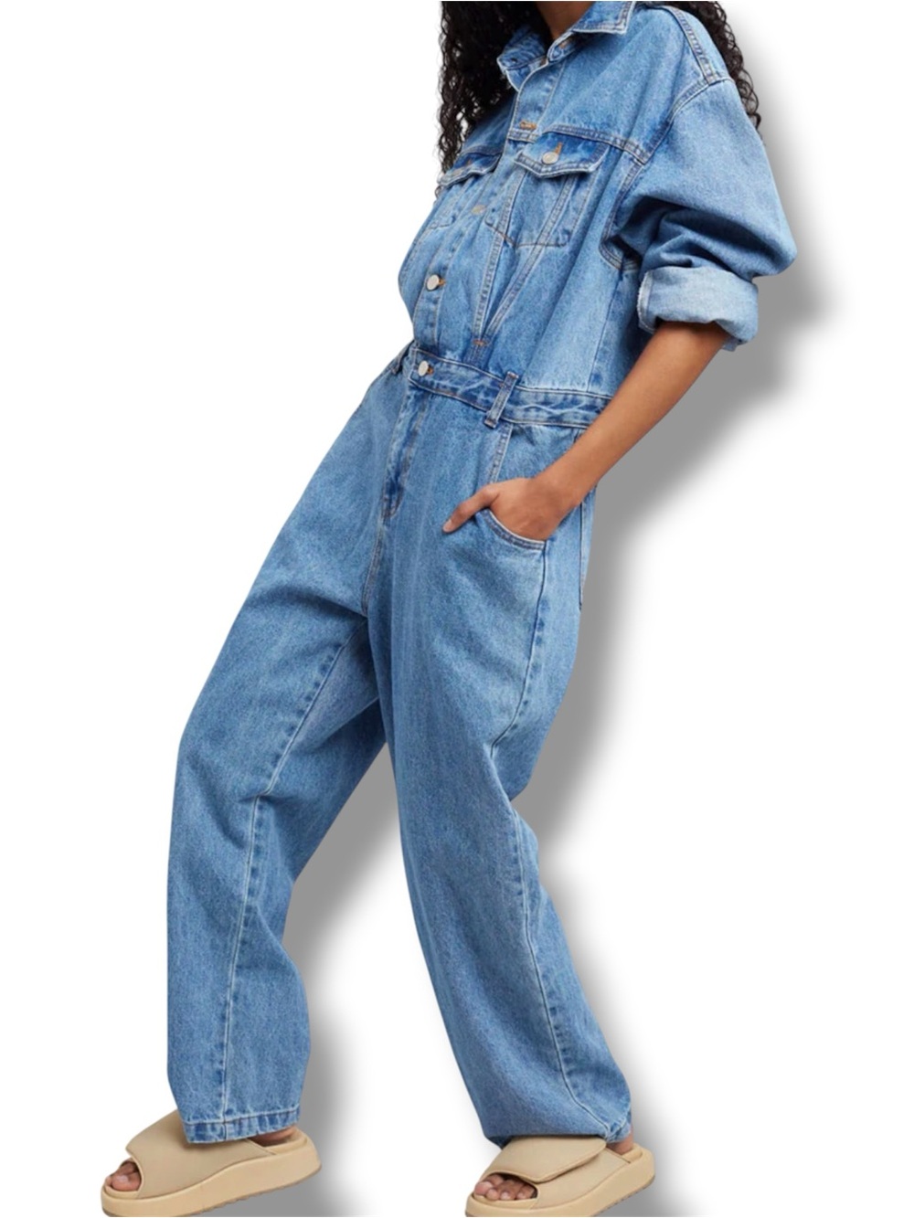 The Frankie Shop Jas Denim Jumpsuit Coverall Size Small Sark Indigo - Picture 4 of 9
